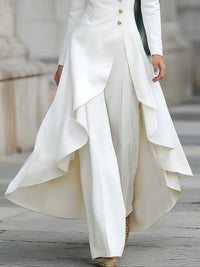 Conjunto Elegante Blanco con cuello mao y pierna ancha - Blanco