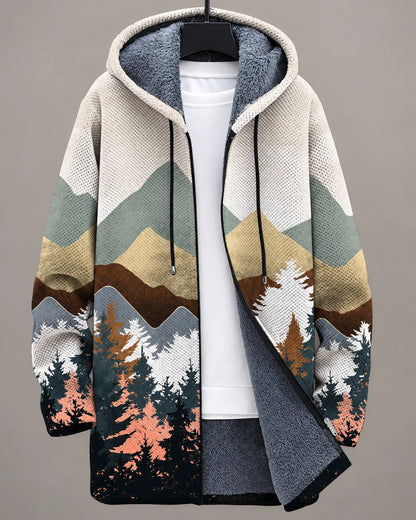 Celeste Modern Art-Print Hooded Jacket - Mountain Mist