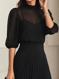Conjunto Negro con gasa y plisado - Negro