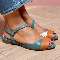 Πέδιλα Slingback Peep Toe με χοντρή σόλα και χρωματικά μπλοκ