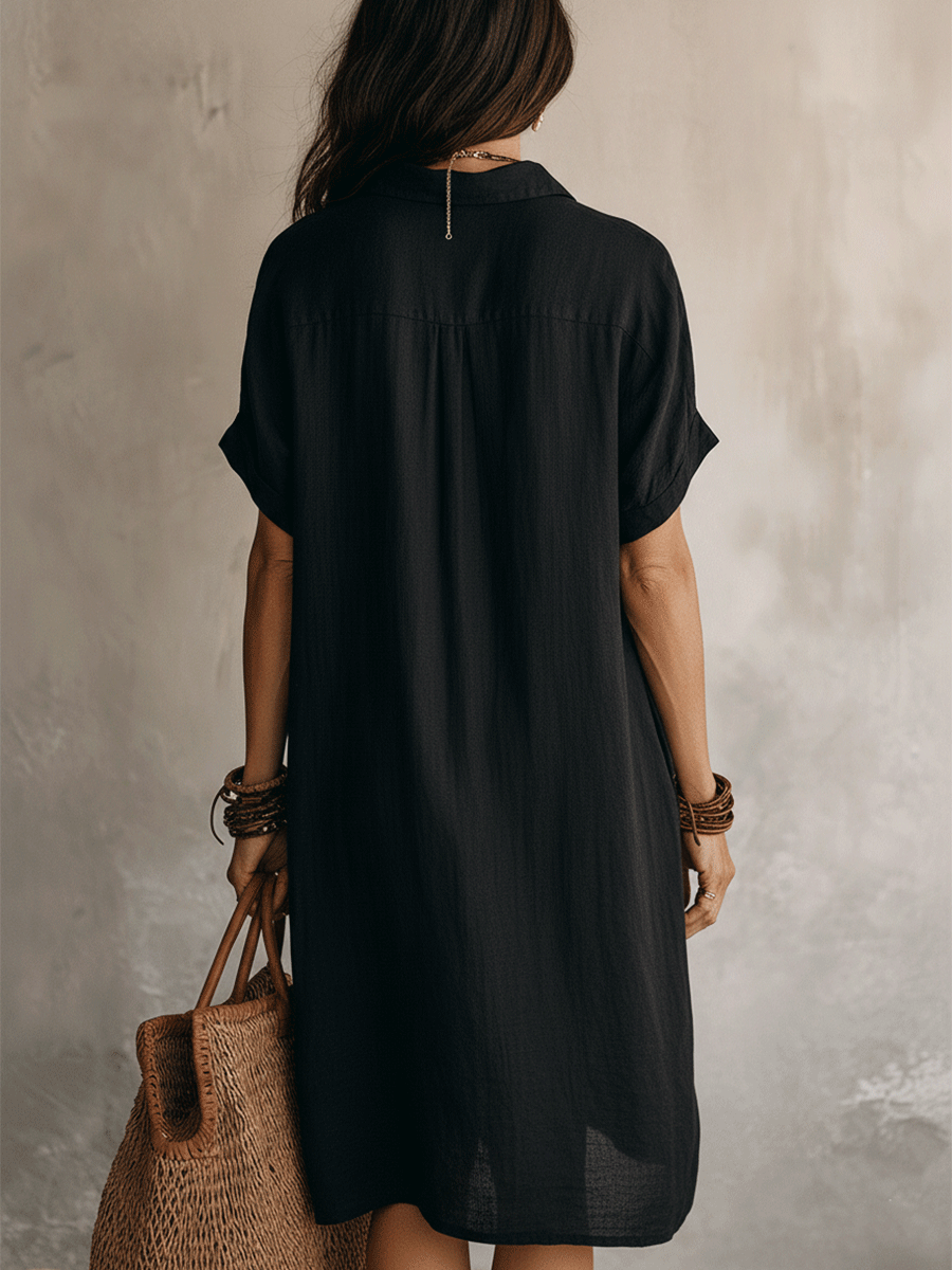 Vestido Casual Boho Corte Holgado - Negro