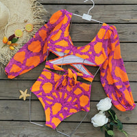 Bikini Naranja Manga Larga con escote en V - Naranja