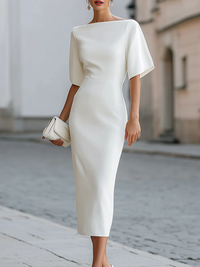 Vestido Midi con escote barco - Negro