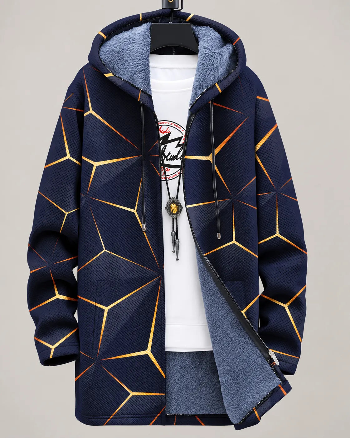 Celestine Geometric Hooded Jacket - Midnight Gold