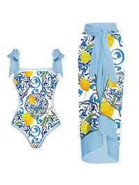 Bañador con gasa - Azul Hojas
