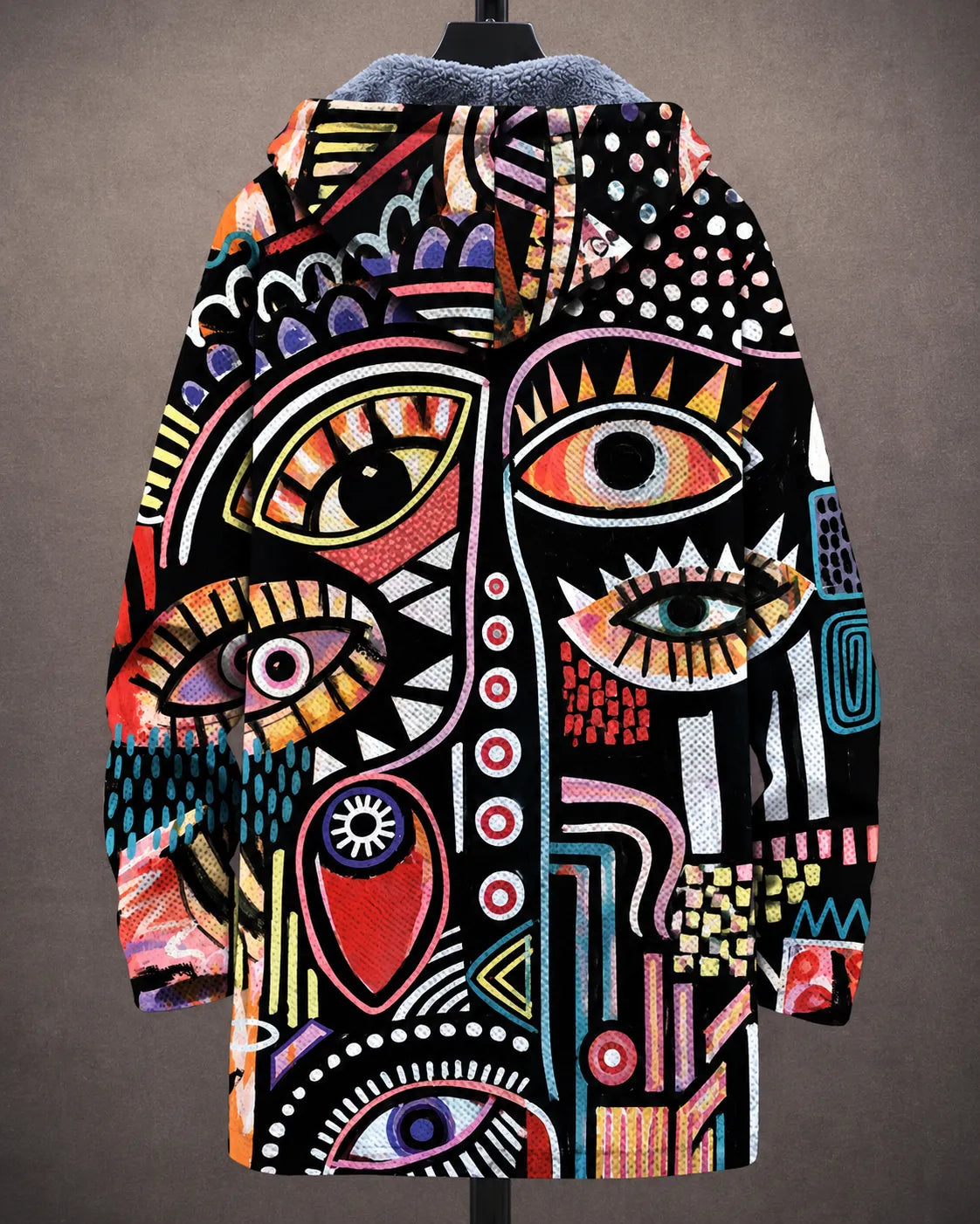 Elara Artistic Eye-Print Hooded Jacket - back