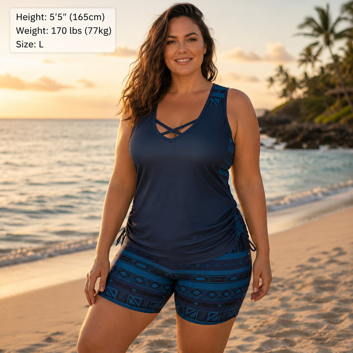 Bañador Boho con estampado - Azul Marino