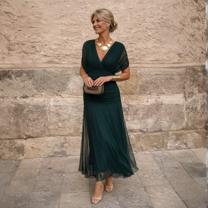 Vestido largo MIKAELA en Verde Oscuro