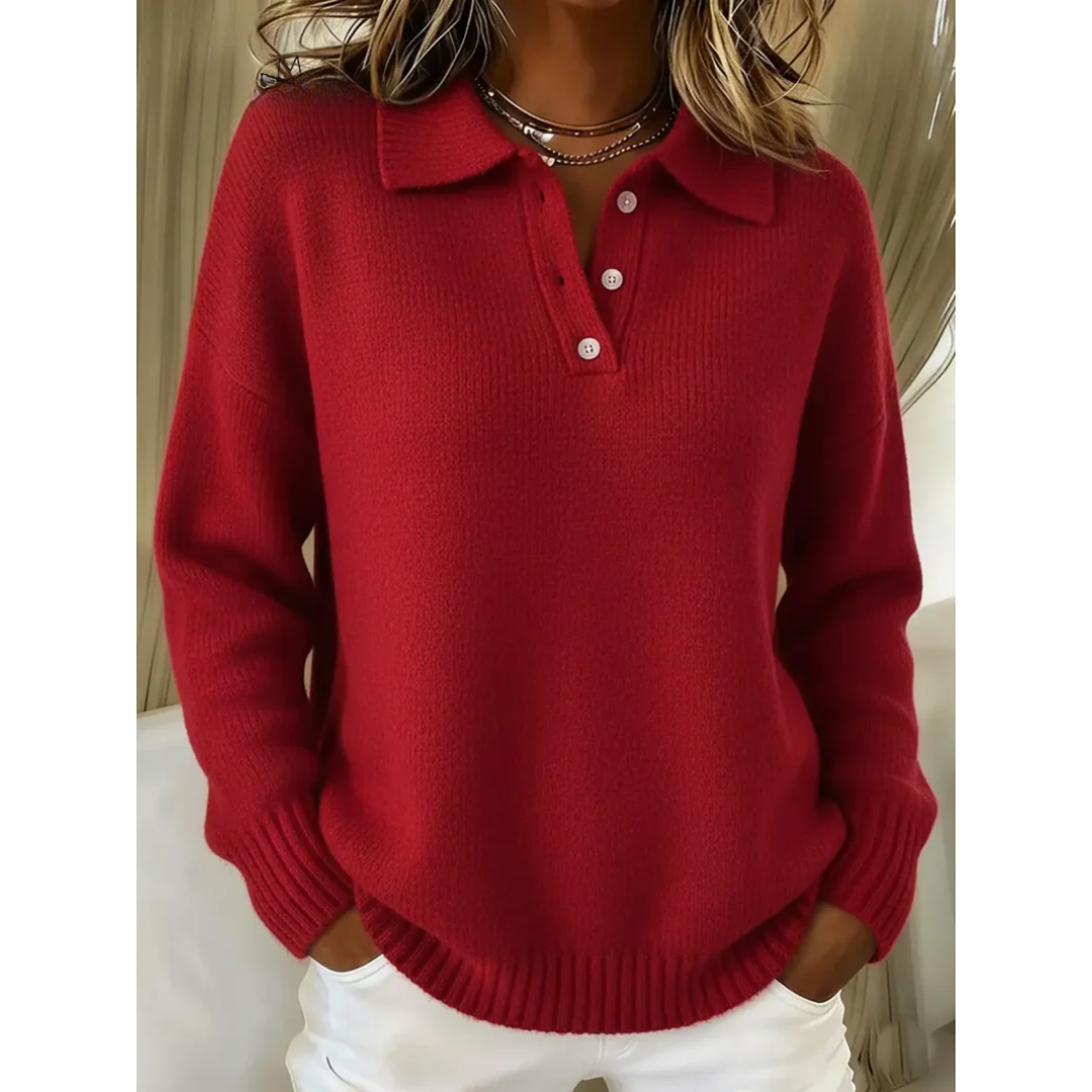 MAREN - Jersey Polo de Punto Suave - Azul Claro