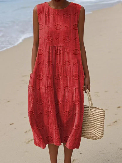 JADE - Vestido Midi Estampado Sin Mangas