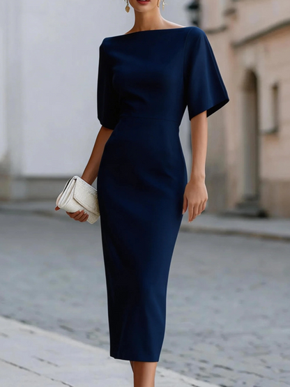 Vestido Midi con escote barco - Negro