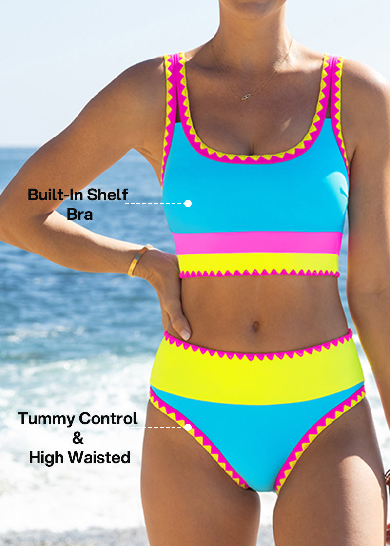 Bikini con contraste - Azul