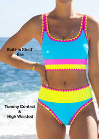 Bikini con contraste - Azul