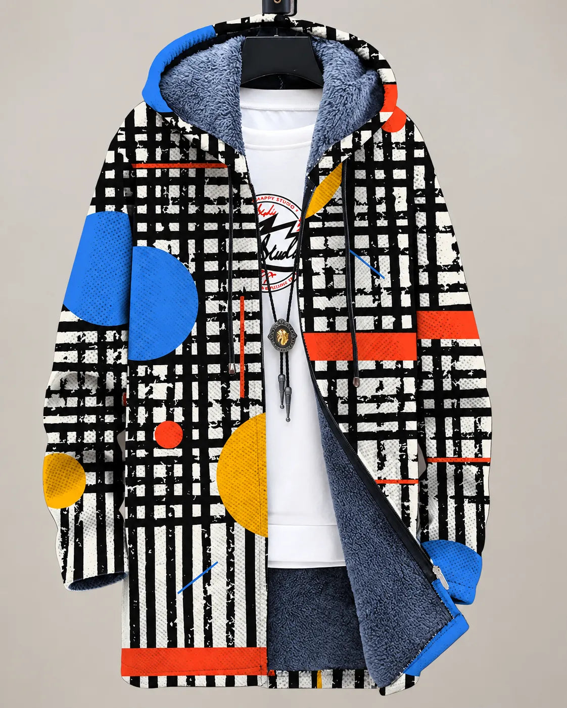 Celeste Modern Cats Hooded Jacket - Urban Mosaic