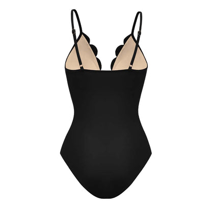 Bañador Negro con cut out y floral