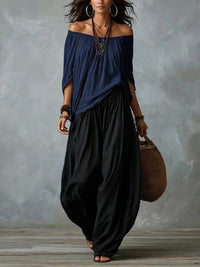 Conjunto de Pantalón Corte Holgado - Negro y Rojo