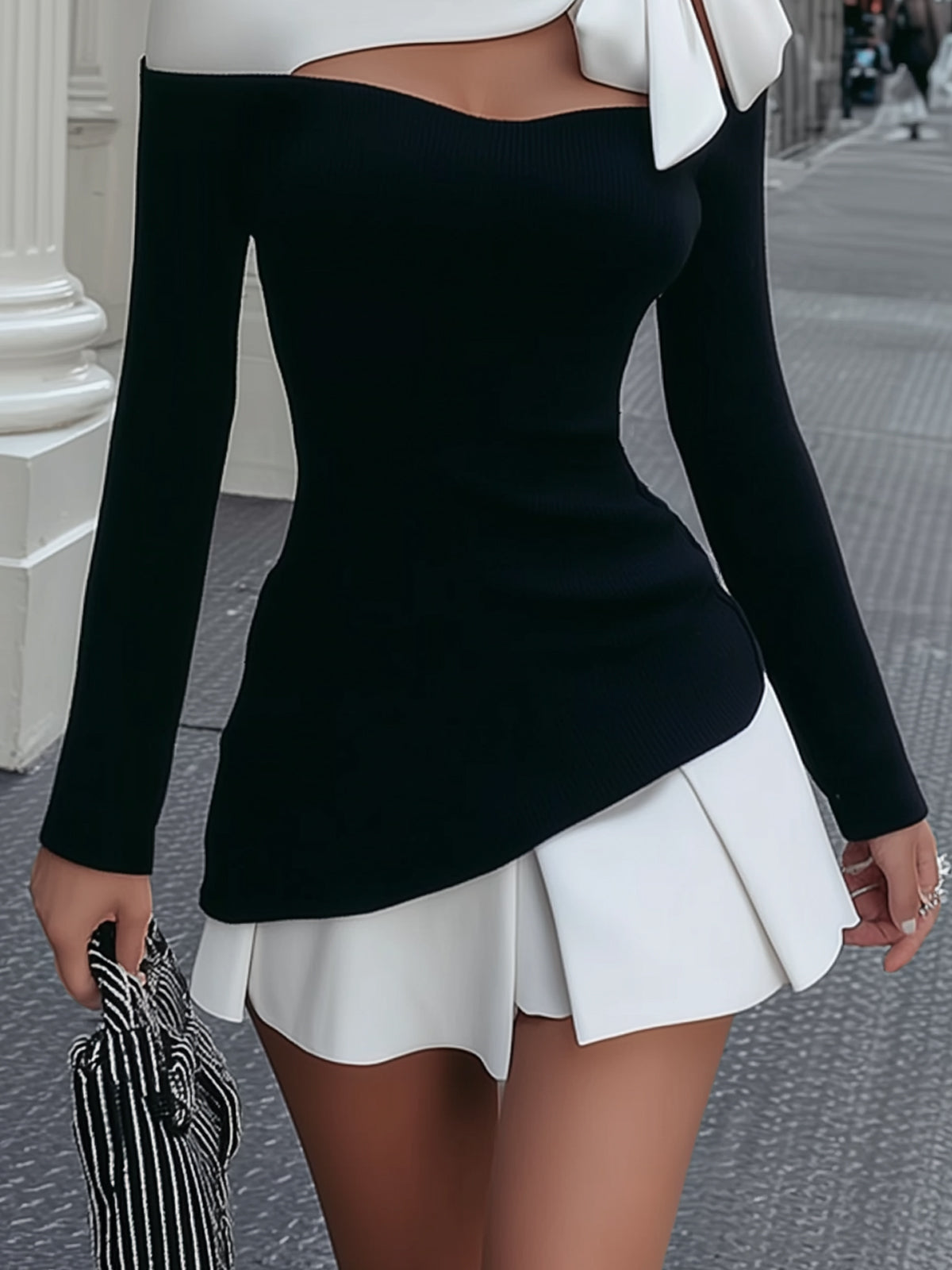 Minivestido Negro con lazo - Negro
