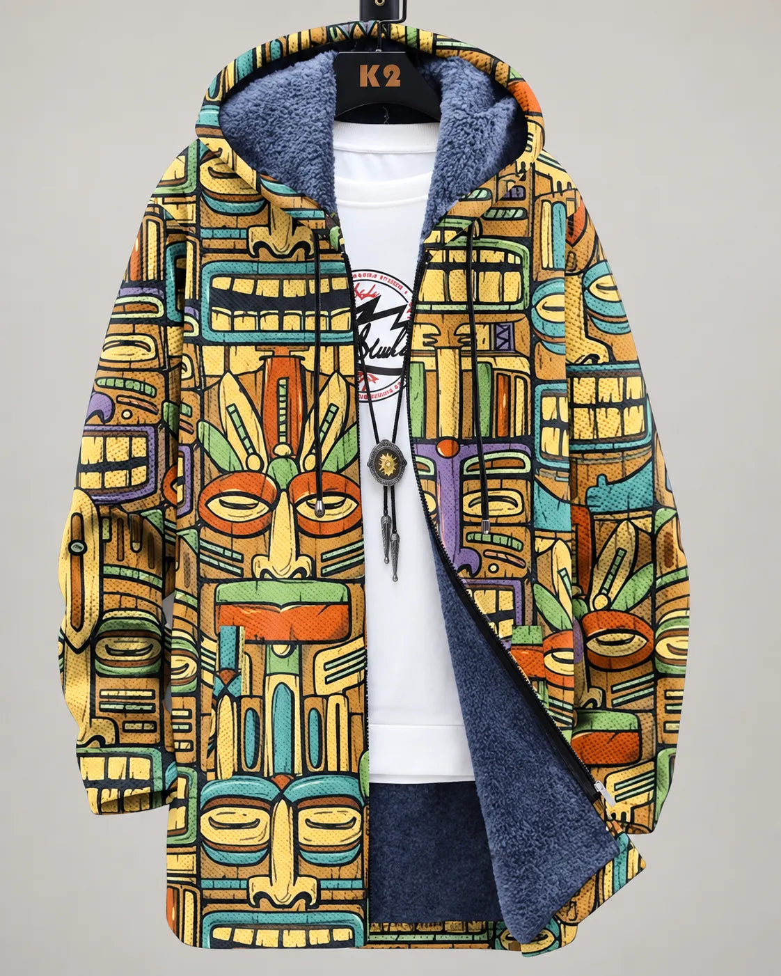 Serena Mosaic Art Hooded Jacket - Golden Totem