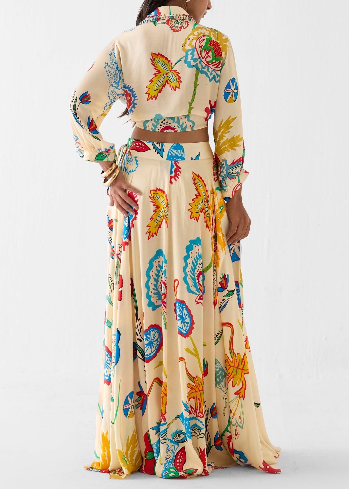 Conjunto Vacaciones Beige con estampado floral - Beige