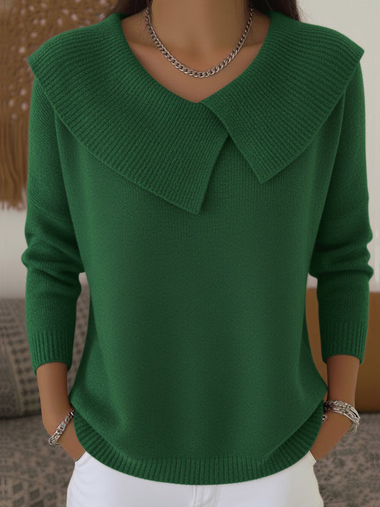 SUNNORA - Jersey Cálido con Cuello Vuelto Plisado - Verde