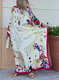 Vestido Estampado Elegante Marfil Corte Holgado con satén y estampado - Marfil
