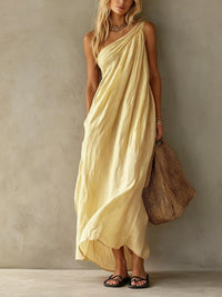 Vestido Largo Elegante Sin Mangas con un solo hombro - Azul Cielo