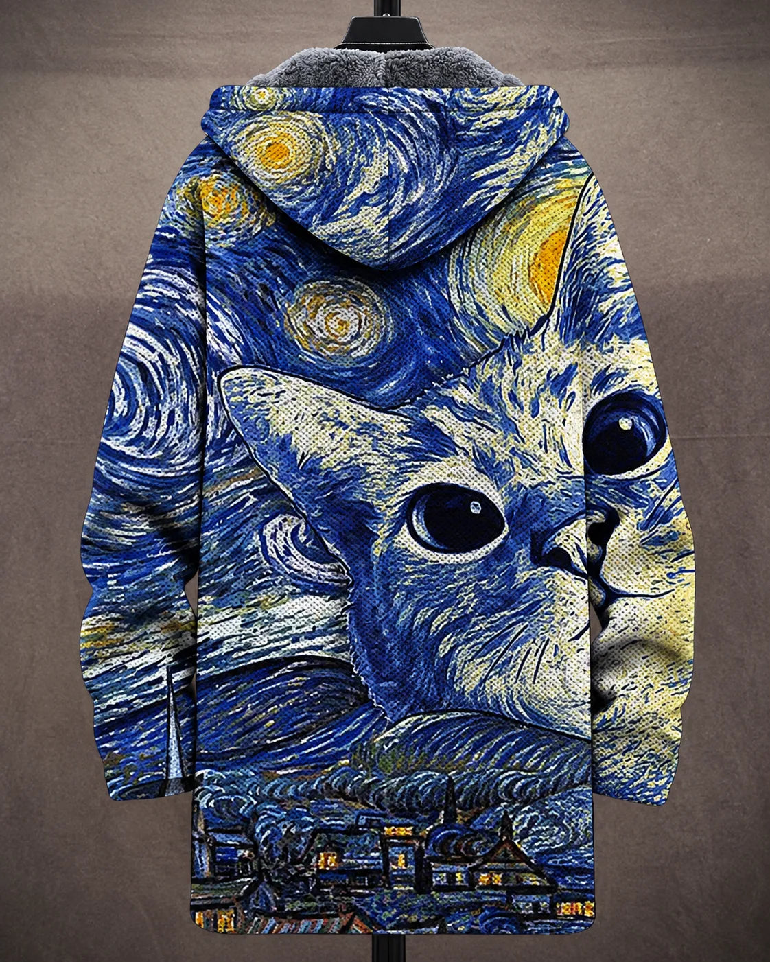 Eliana Starry Cats Art Hooded Jacket - back