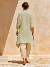 Blusa Verde Salvia Corte Holgado con lino - Verde Salvia