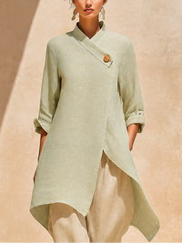 Blusa Verde Salvia Corte Holgado con lino - Verde Salvia