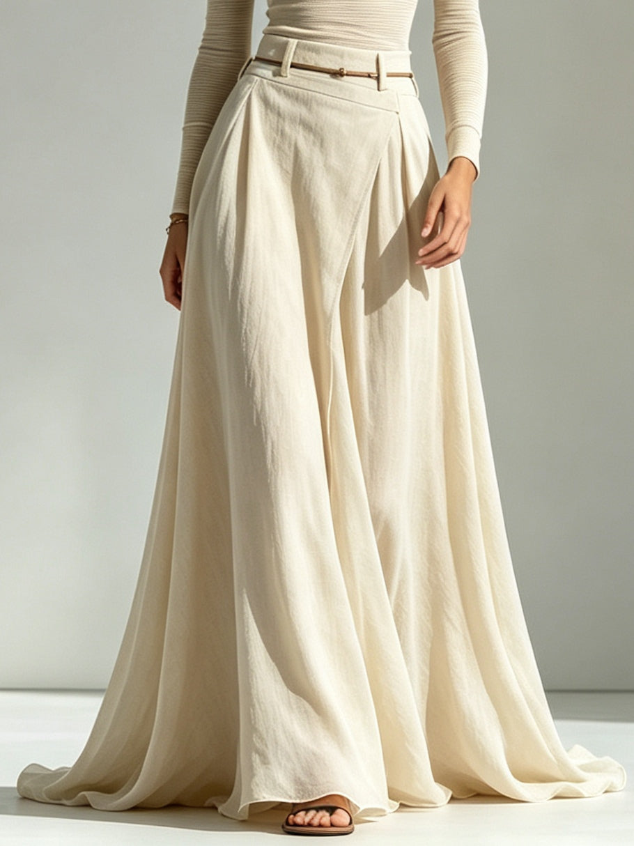 Conjunto de Falda Beige con cinturón - Beige