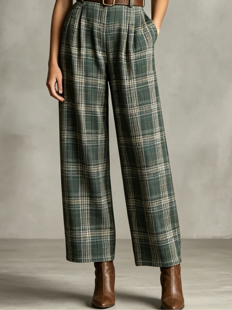 Mono Verde Sin Mangas con cuadros, cuello camisero y cinturón - Verde