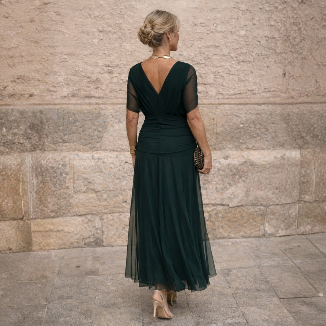 Vestido largo MIKAELA en Verde Oscuro