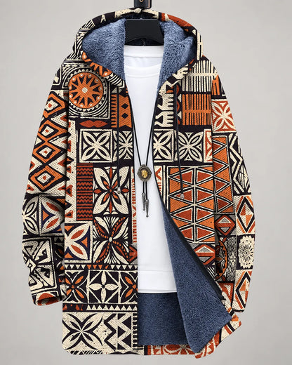 Serena Mosaic Art Hooded Jacket - Terracotta Mosaic