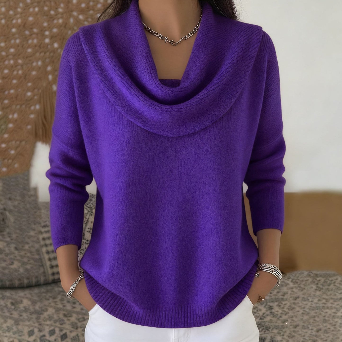 JULIETTE - Jersey de Cuello Drapeado - Rojo