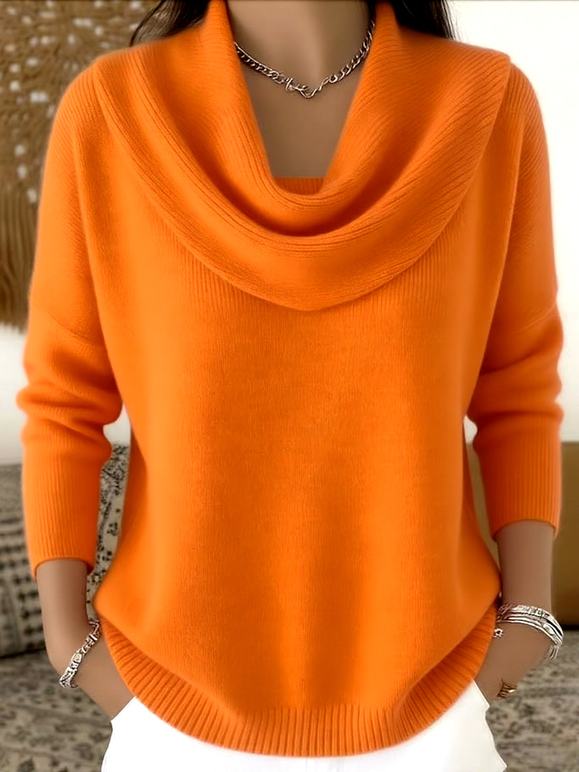 JULIETTE - Jersey de Cuello Drapeado - Beige