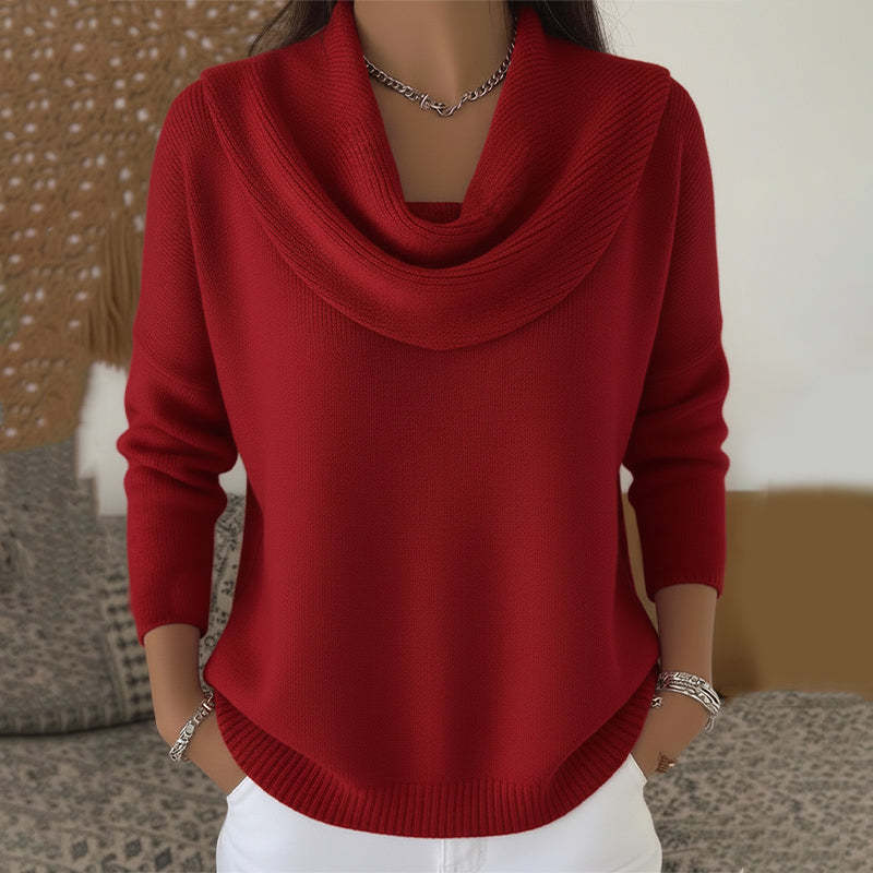 JULIETTE - Jersey de Cuello Drapeado - Rojo