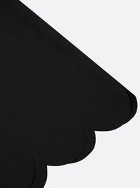 Vestido Midi Negro Manga Corta con escote cuadrado y corte en A - Negro