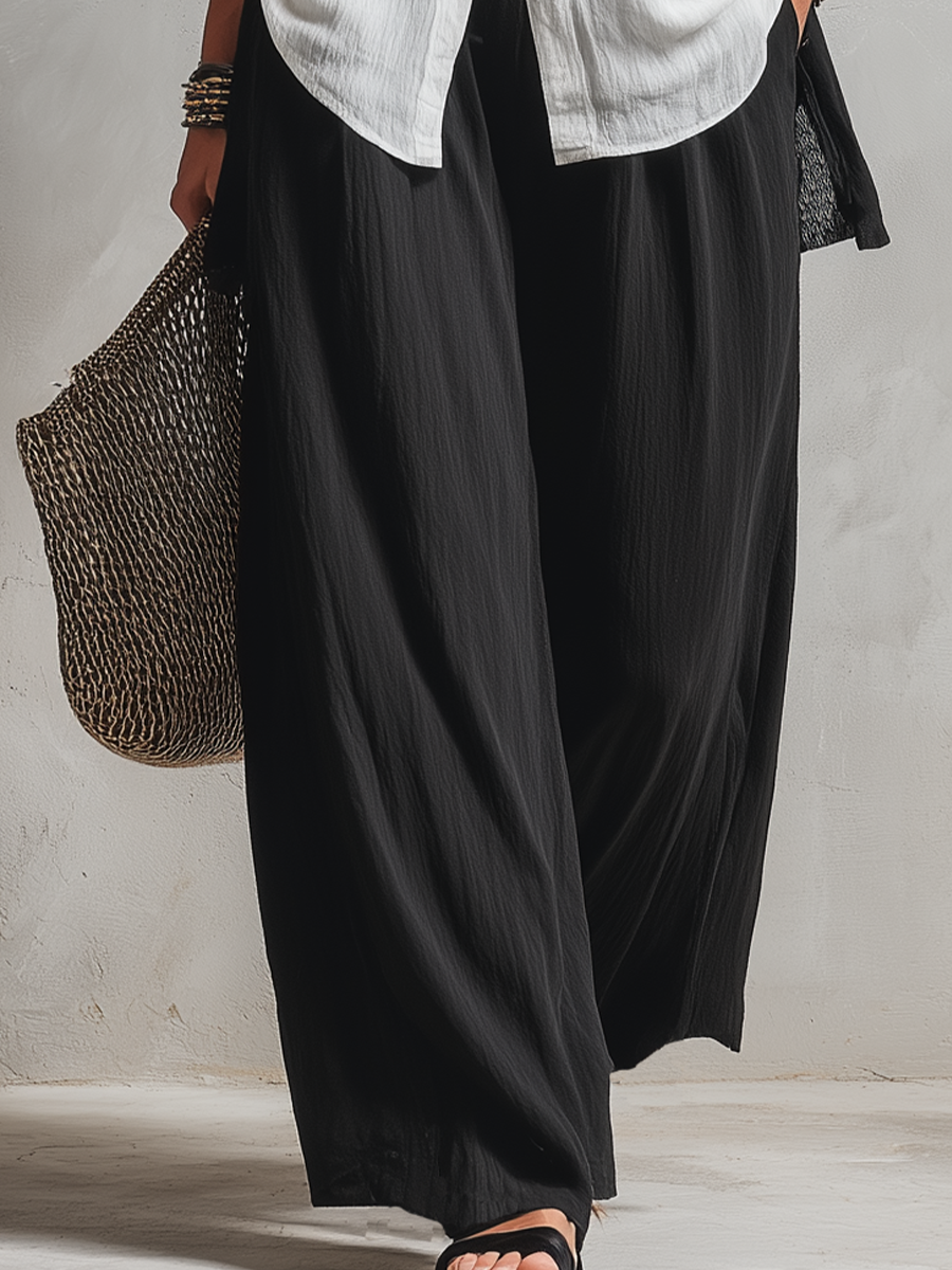 Conjunto de Tres Piezas Minimalista Negro con por capas y pierna ancha - Negro