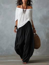 Conjunto de Pantalón Corte Holgado - Blanco