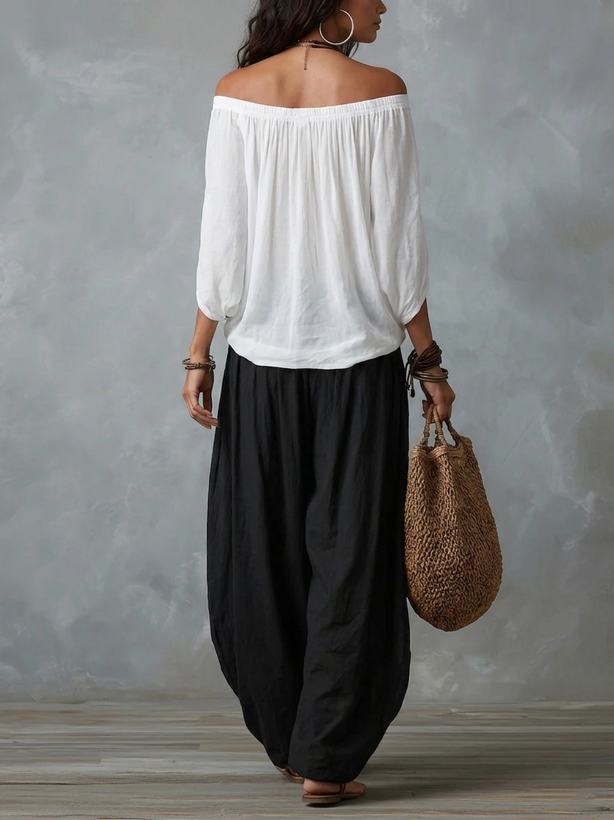 Conjunto de Pantalón Corte Holgado - Blanco
