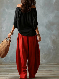Conjunto de Pantalón Corte Holgado - Gris y Blanco