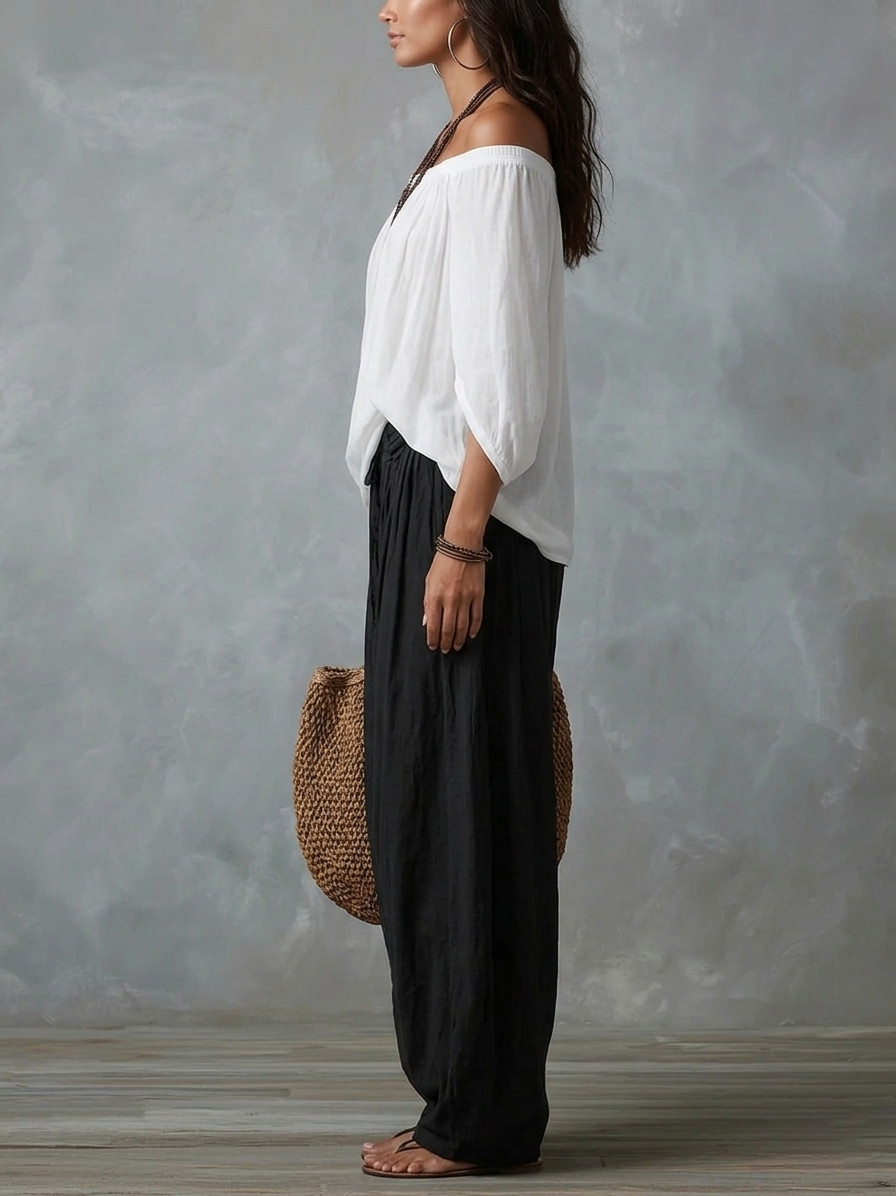 Conjunto de Pantalón Corte Holgado - Blanco