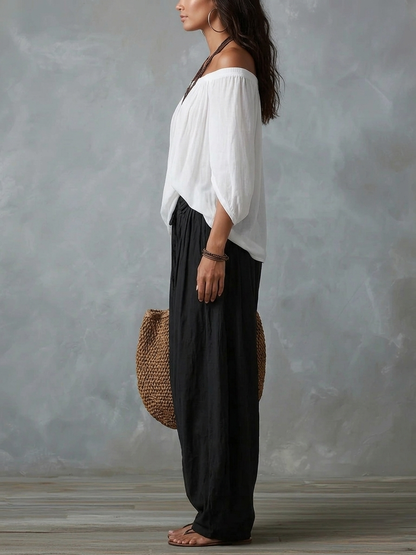 Conjunto de Pantalón Corte Holgado - Blanco