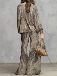 Conjunto Gris Marrón con manga farol y pierna ancha - Gris Marrón