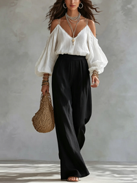 Conjunto Blanco con pierna ancha - Blanco