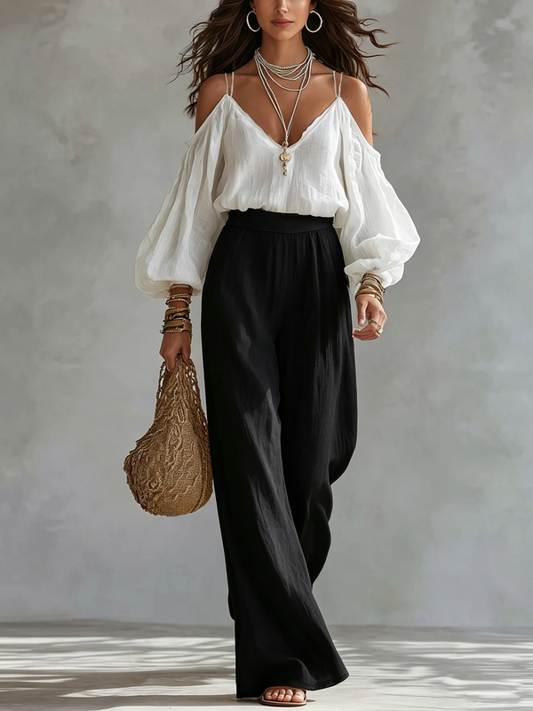Conjunto Blanco con pierna ancha - Blanco
