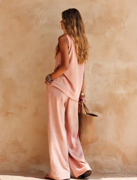 Conjunto Casual Sin Mangas con un solo hombro - Rosa
