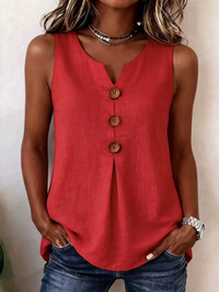 Top Sin Mangas con escote en V y liso - Rojo