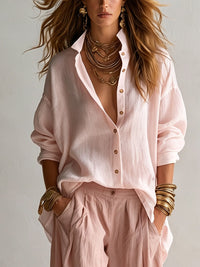 Conjunto de Pantalón Rosa Corte Holgado con pierna ancha - Rosa