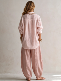 Conjunto de Pantalón Rosa Corte Holgado con pierna ancha - Rosa